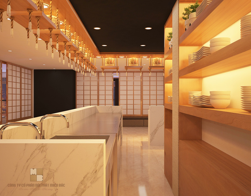 Thiết kế nội thất nhà hàng Nhật Haru - Không gian quầy bar - H2